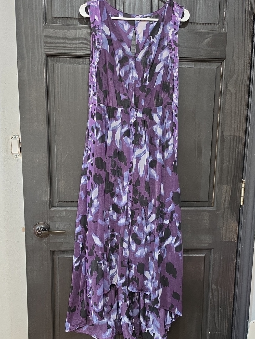 Simply Vera Vera Wang Purple Floral V-Neck Sleeveless Dress